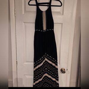 Rip Curl Black Maxi Dress with White and Tan Accents